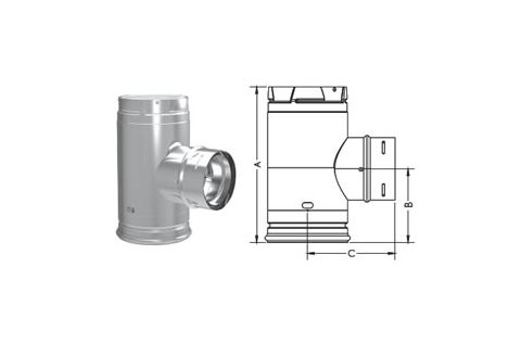 DuraVent 4" PelletVent Pro Increaser Tee w/ Clean-Out Tee Cap - BLACK - 4PVP-T3B1