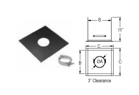 M&G DuraVent 3'' PelletVent Pro Ceiling Support Firestop Spacer - 3'' Clearance - 3PVP-FS3 // 3PVP-FS3