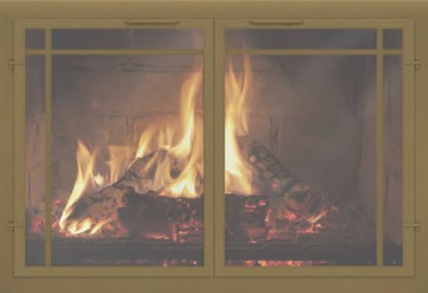 Thermo-Rite Normandy Contemporary Custom Glass Fireplace Door - Welded Aluminum - NORMANDY-CONTEMPORARY (shown in Textured Bronze Iron)