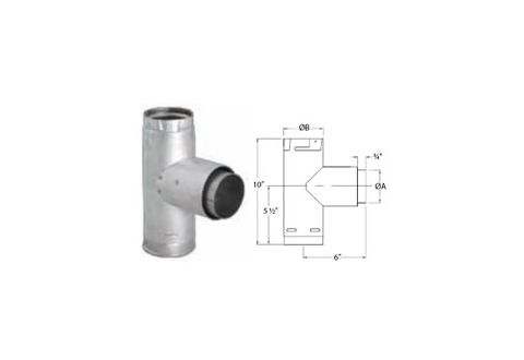 M&G DuraVent 3'' PelletVent Pro Adapter Tee w/Clean-Out Tee Cap - Black - 3PVP-TADB // 3PVP-TADB