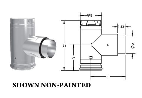 DuraVent 4 PelletVent Pro Adapter Tee Black - 4PVP-TADB1