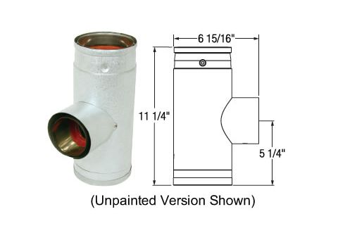 Selkirk 3 Ultimate Pellet Pipe Increaser Tee with Tee Cap - Black - 823023B - 3UPP-ITB