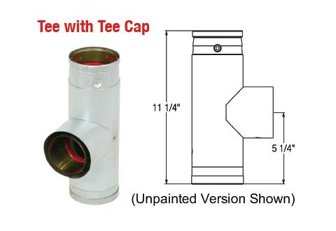 Selkirk 4 Ultimate Pellet Pipe Tee with Tee Cap with Appliance Adapter - 824022 - 4UPP-TA