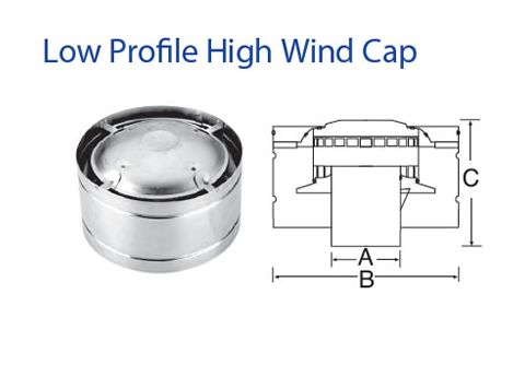 DuraVent 3 B-Vent Low Profile High Wind Cap - 3BVLHWT