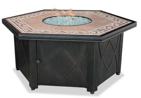 UniFlame LP Gas Outdoor Firebowl With Decorative Tile Mantel - GAD1380SP