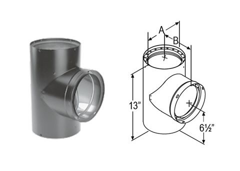 M&G DuraVent 8'' DVL Double-Wall Black Tee with Clean-out Cap - 8855 // 8DVL-T