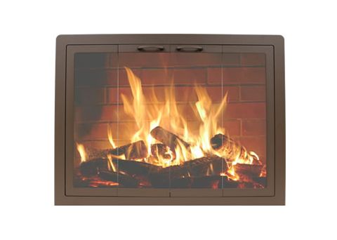 Thermo-Rite Contour - Shown in Textured Chestnut - Custom Glass Fireplace Door - Artisan Series - CONTOUR