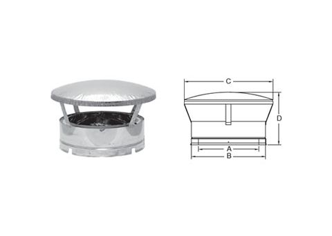 Metal-Fab Air-Cooled Temp/Guard 12 Diameter Rain Cap (430 S.S. Casing) - 12AIRTGRC