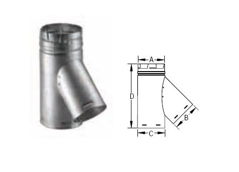 M&G DuraVent 3" DuraConnect I Standard Wye - 3" Branch at 45 Degrees