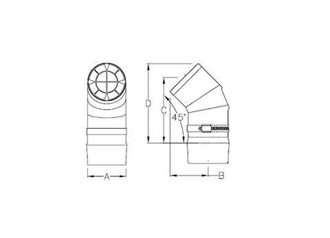 Selkirk 4'' Direct-Temp Multi-Fuel 45 Degree Screened Termination Elbow - 9411TERM