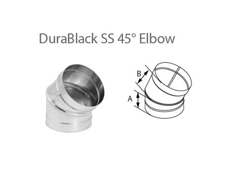 DuraVent 6'' DuraBlack SS 45 Degree Elbow - Stainless Steel - 1645SS // 6DBK-E45SS