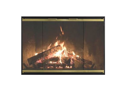 Thermo-Rite Phantom Custom Glass Fireplace Door - Shown in Textured Black with Antique Channels