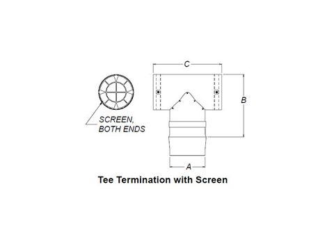 Selkirk 3'' Direct-Temp Multi-Fuel Screened Termination Tee - 9390TEE