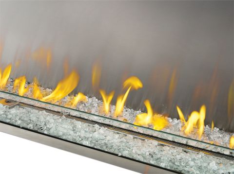 Galaxy Outdoor 62-inch Fireplace clear glass embers close up