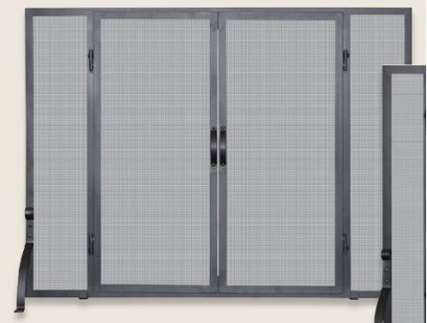 Uniflame Single Panel Black Wrought Iron Screen With Doors - Large - S-1046