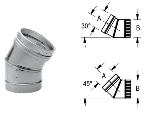 M&G DuraVent 8'' DuraLiner 45 Degree Stainless Steel Elbow - 4845 // 8DLR-E45SS