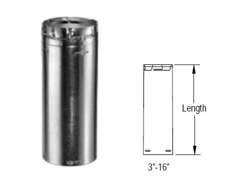 M&G DuraVent 3'' Round Gas Vent 18'' Length Round Rigid Pipe - 3GV18 // 3GV18