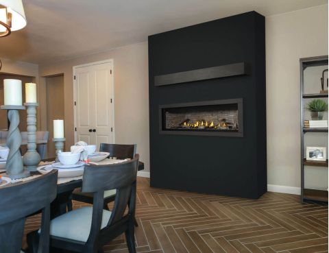 Fireplace in dining room