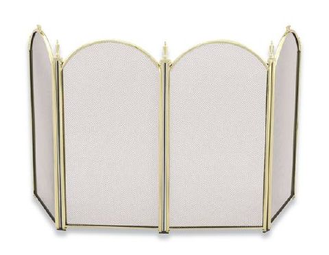 Uniflame 4 Fold 25" High Mini Polished Brass Screen - S-2077