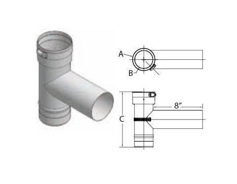M&G DuraVent 5" Ventinox VFT Tee w/ Removable Snout - TE316-5