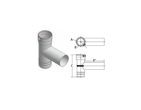 M&G DuraVent 8" Ventinox VG Tee w/ Removable Snout - TE294-8