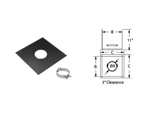 Security Chimneys 3" Secure Pellet Ceiling Support Firestop Spacer - Canada (For 3" Clearance) - 3SPVBF3