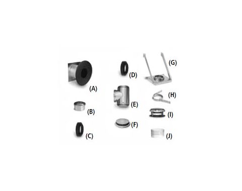 Security Chimneys 8'' Secure Temp ASHT Exterior Kit (Includes 1 Rsm, 1 Up, 1 Pb, 1 Dqdh, 1 Ti, 1 Tcs, 1 Sma, 1 Bm, 1 Cc, 1 Pe) - 8EK-1