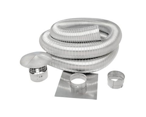 Metal-Fab SuperFlex 5.5'' x 25' Length Stainless Steel Chimney Liner Kit w/ Tee - SLK05525C-55SLT6