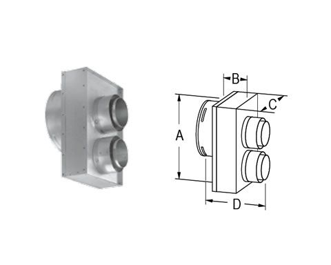 M&G DuraVent DirectVent Pro 4x6 Co-Axial To Co-Linear Appliance Connector - TRAVIS INDUSTRIES - 46DVA-TCL // 46DVA-TCL