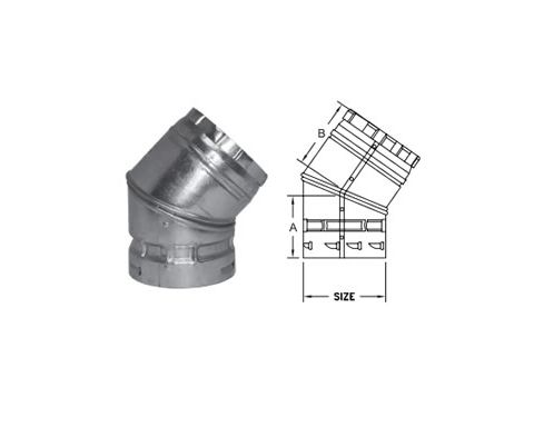 DuraVent 16 Round B-Vent 45 Degree Elbow - 16BVL45
