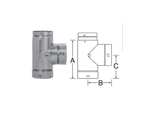 DuraVent 5 Round B-Vent Standard Tee - 5BVT