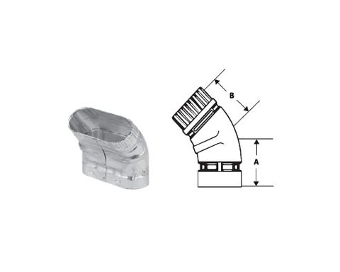DuraVent 4 Oval B-Vent 45 Degree Elbow Standard - 4BVOL45