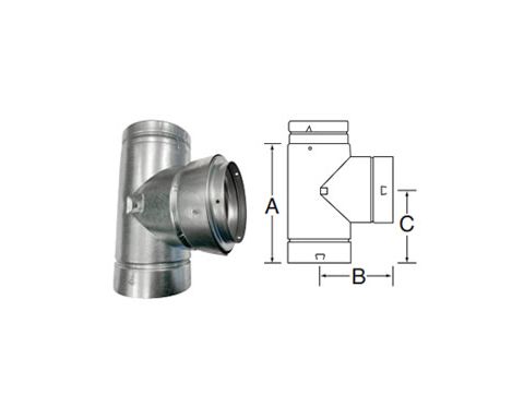 DuraVent 5x5x3 Round B-Vent Reducing Tee - 5BVTR3