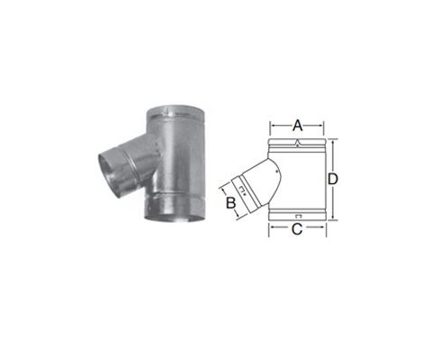 DuraVent 6x3x5 Round B-Vent Wye 3 Branch 5 Base - 6BVY35