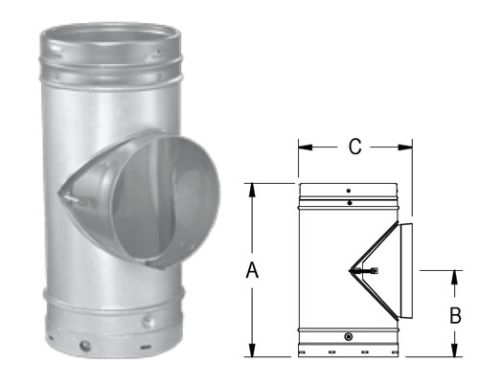 M&G DuraVent 6'' DuraLiner Round Tee With Round Branch With Cap - 4667 // 6DLR-T