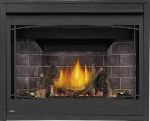 Flames in fireplace