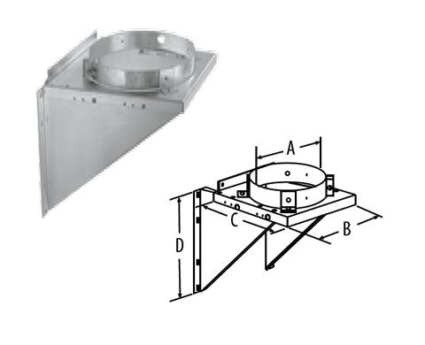M&G DuraVent 6'' DuraTech Adjustable Tee Support Bracket - Galvalume - 9472GA // 6DT-TSB