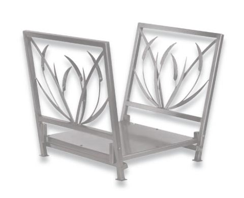 Uniflame Pewter Wrought Iron Woodbasket with Reed Design - W-1688