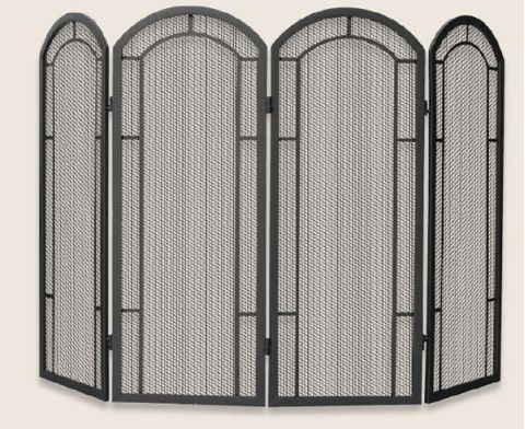 Uniflame 4 Panel Black Wrought Iron Screen - S-1130