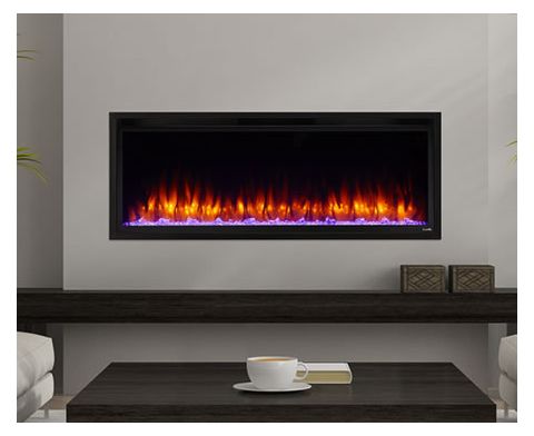 SimpliFire 50 Allusion Platinum Recessed Linear Electric Fireplace - SF-ALLP50-BK