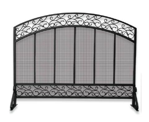 Uniflame Single Panel Black Screen with Hammered Copper Top Trim