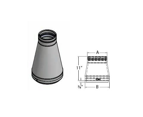 M&G DuraVent 8 FasNSeal W2 8 x 7 Tapered Reducer - W2-0807TR // W2-0807TR