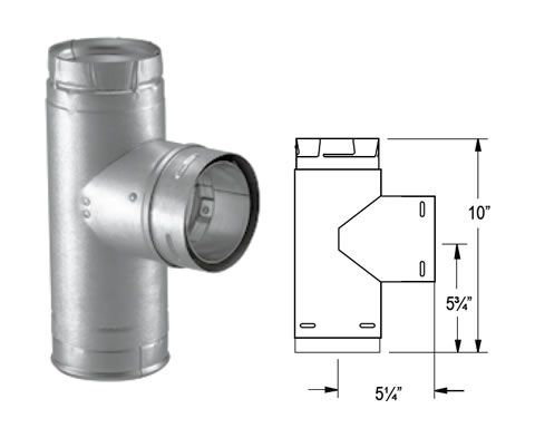 M&G DuraVent PelletVent Pro Single Tee With Clean-Out Tee Cap - Galvalume - 3PVP-T // 3PVP-T