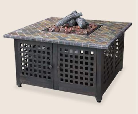 Uniflame 41.3 Inch Square LP Gas Fireplace With Slate/ Marble Mantel - GAD860SP