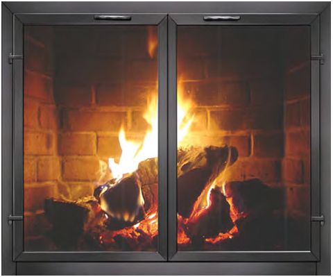 Thermo-Rite Normandy Custom Glass Fireplace Door - Welded Aluminum - NORMANDY (shown in Natural Iron)
