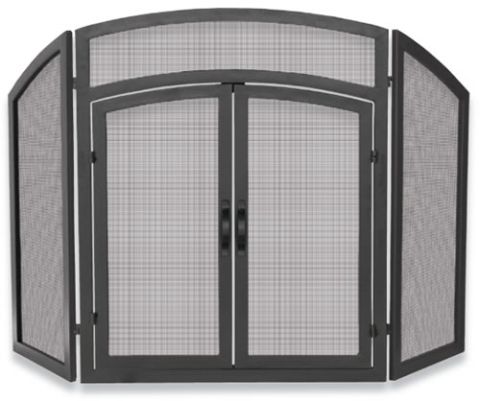 Uniflame 3 Fold Black Wrought Iron Arch Top with Doors - S-1178