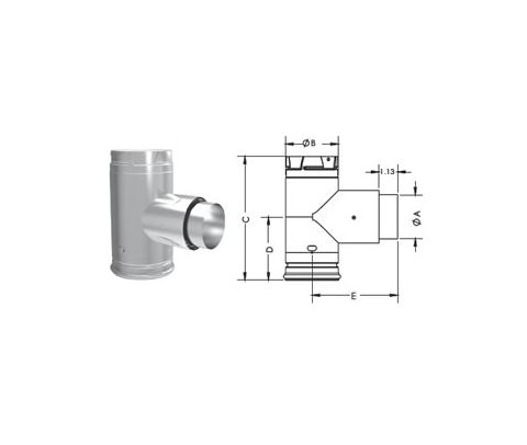 DuraVent 4" PelletVent Pro Adapter Tee w/ Clean-Out Tee Cap - 4PVP-TAD1