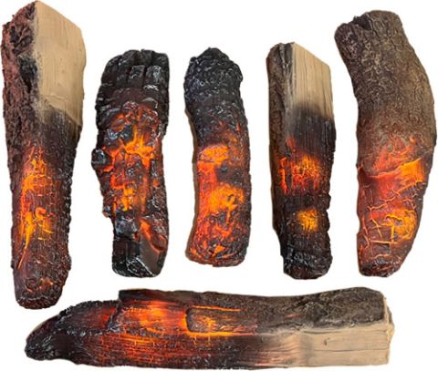 Amantii Logs - 6 Piece Fire logs with LED Lights inside | LITLOG-6PCE