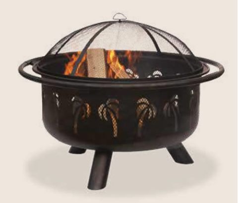 Uniflame 30 Inch Wide Oil Rubbed Bronze Firebowl With Palm Tree Design - WAD850SP