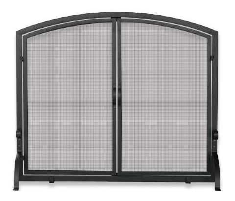 Uniflame Single Panel Black Wrought Iron Screen with Doors- Large